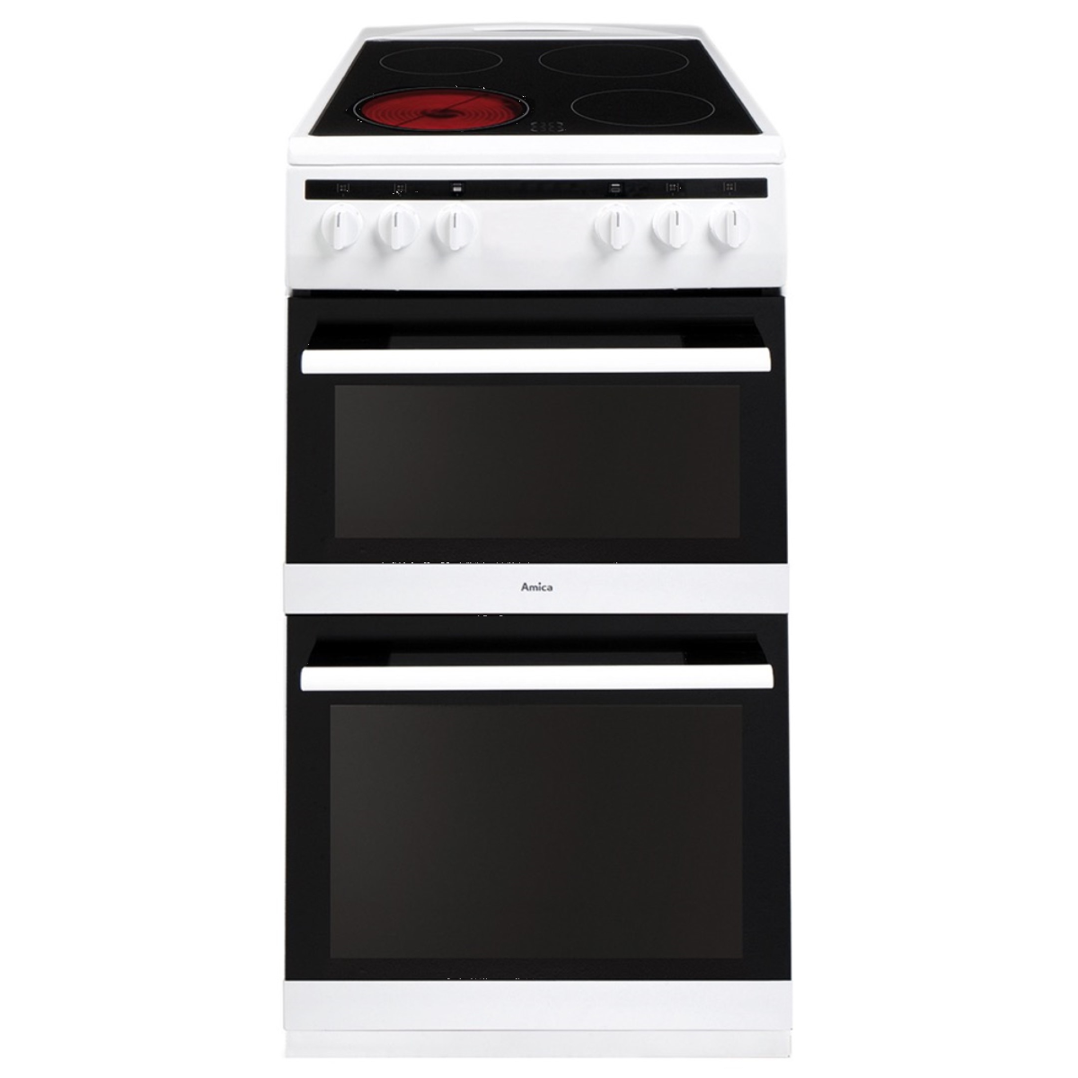 Amica AFC5100WH 50cm twin cavity, 4 x cer zone, top 41 ltr, bottom 64 ltr, white
