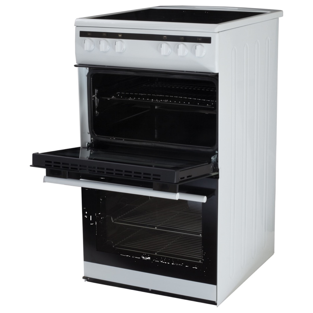 Amica AFC5100WH 50cm twin cavity, 4 x cer zone, top 41 ltr, bottom 64 ltr, white