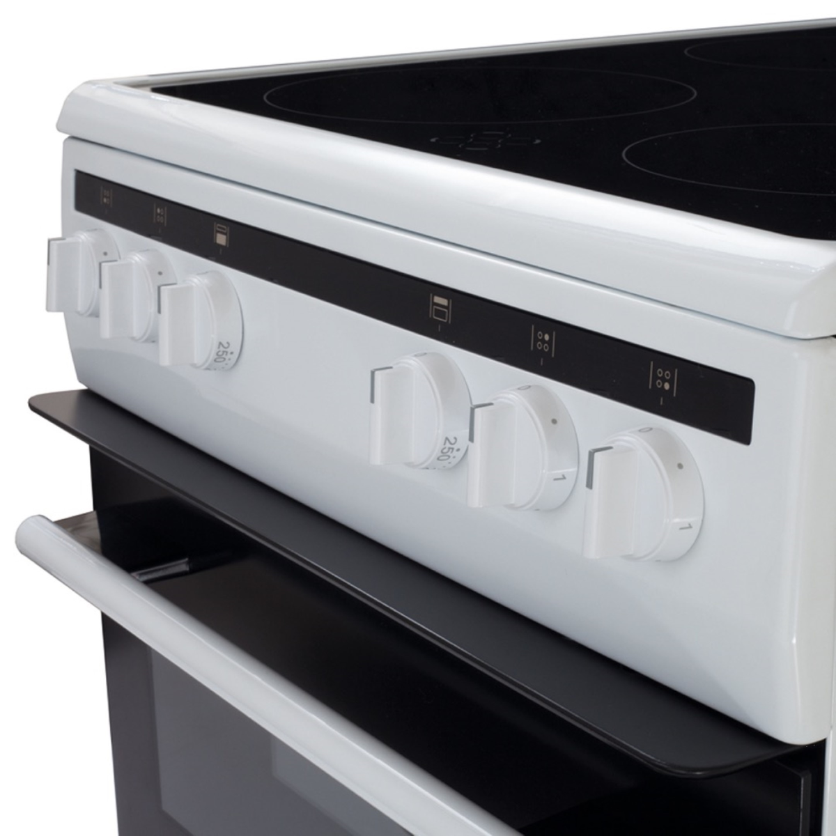 Amica AFC5100WH 50cm twin cavity, 4 x cer zone, top 41 ltr, bottom 64 ltr, white