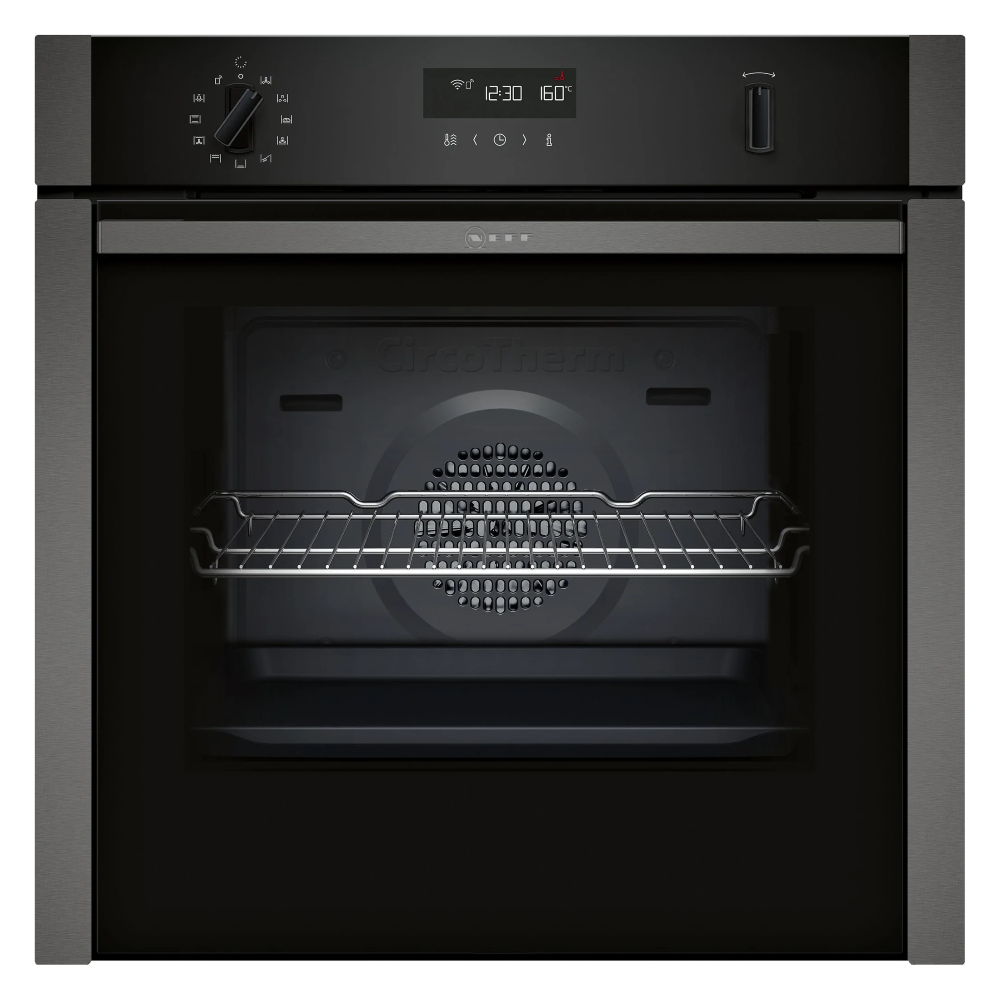 Neff B6ACH7HG0B CircoTherm, 8 functions, electronic, LCD display, 1 ClipRail, Fixed handle, Single Oven