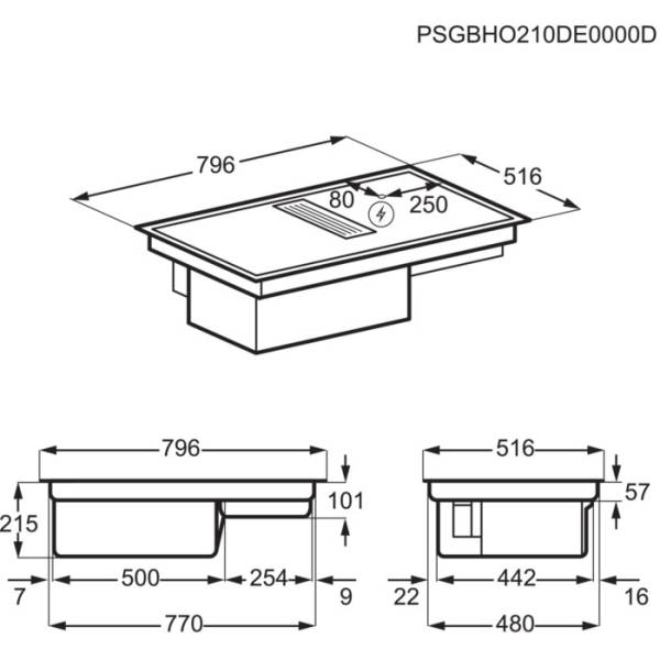 Aeg CCE84751FB 83cm New Double Bridge with Extractor