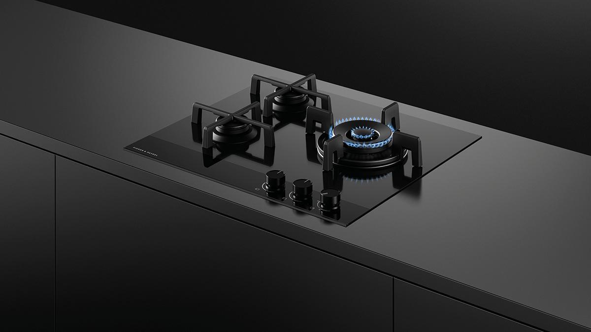 Fisher_Paykel CG603DLPGB4 600mm Wide 'Gas on Glass' 3 Burner LPG Minimal Style
