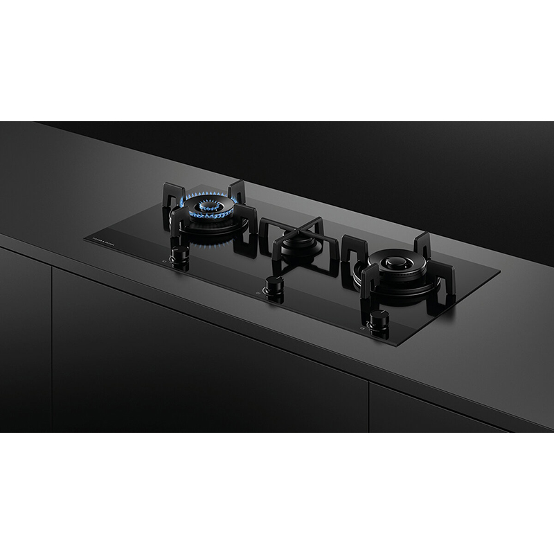Fisher_Paykel CG903DLPGB4 900mm Wide 'Gas on Glass' 3 Burner LPG Linear Layout Minimal Style