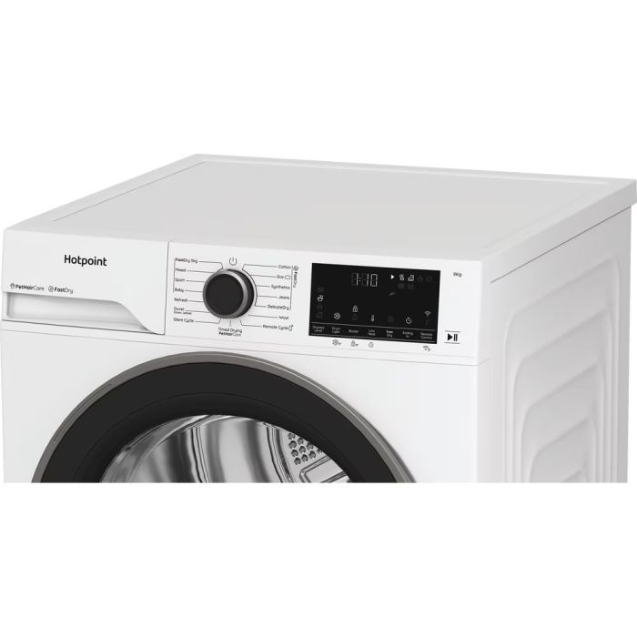 Hotpoint CHD94MWBSUK Fabric Care 9KG - 60cm Heat Pump Tumble Dryer White with Black Door