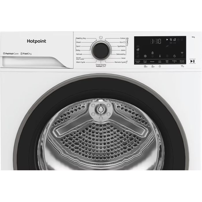 Hotpoint CHD94MWBSUK Fabric Care 9KG - 60cm Heat Pump Tumble Dryer White with Black Door