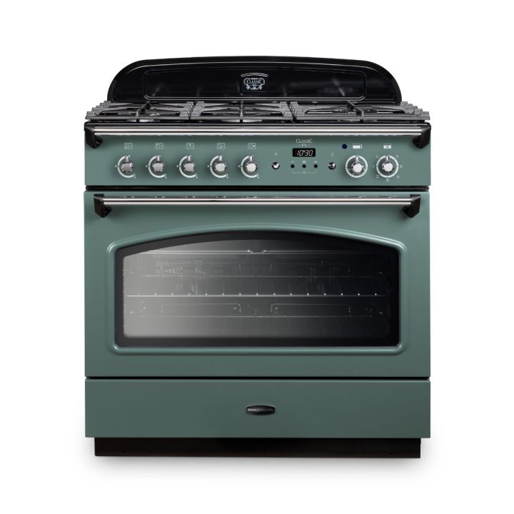 Rangemaster CLAS90FXDFFMG/C CLASSIC FX 90 Dual Fuel Mineral Green Chrome Trim