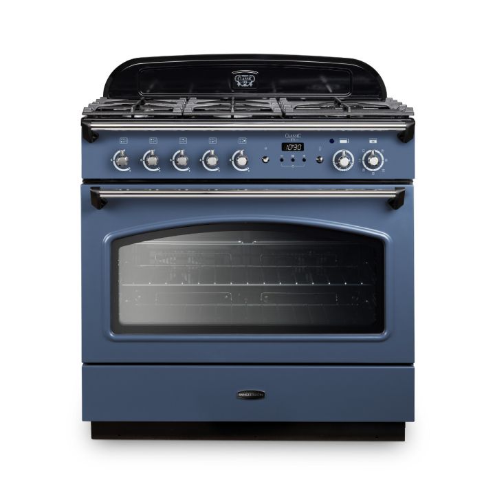 Rangemaster CLAS90FXDFFSB/C CLASSIC FX 90 Dual Fuel Stone Blue Chrome Trim