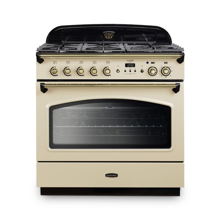 Rangemaster CLAS90FXDFFCR/B CLASSIC FX 90 Dual Fuel Cream Brass Trim
