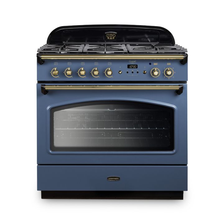 Rangemaster CLAS90FXDFFSB/B CLASSIC FX 90 Dual Fuel Stone Blue Brass Trim