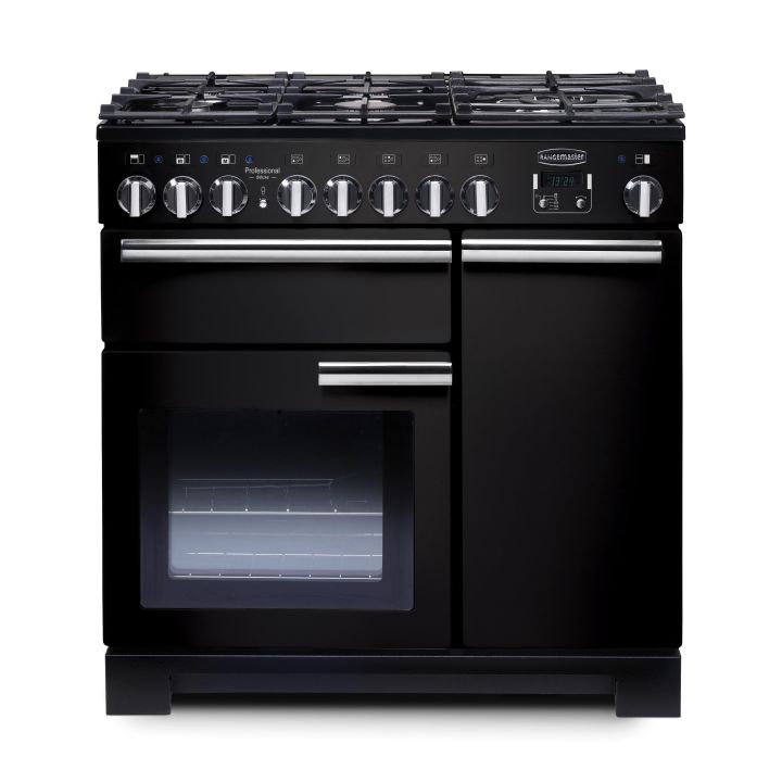Rangemaster PDL90DFFGB/C 97600 Professional Deluxe Black 90cm Dual Fuel Range Cooker