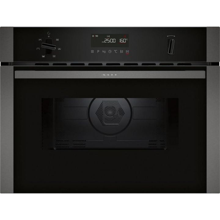 Neff C1AMG84G0B 44 Litres Built In Microwave Single Oven with Hot Air - Black with Graphite Trim
