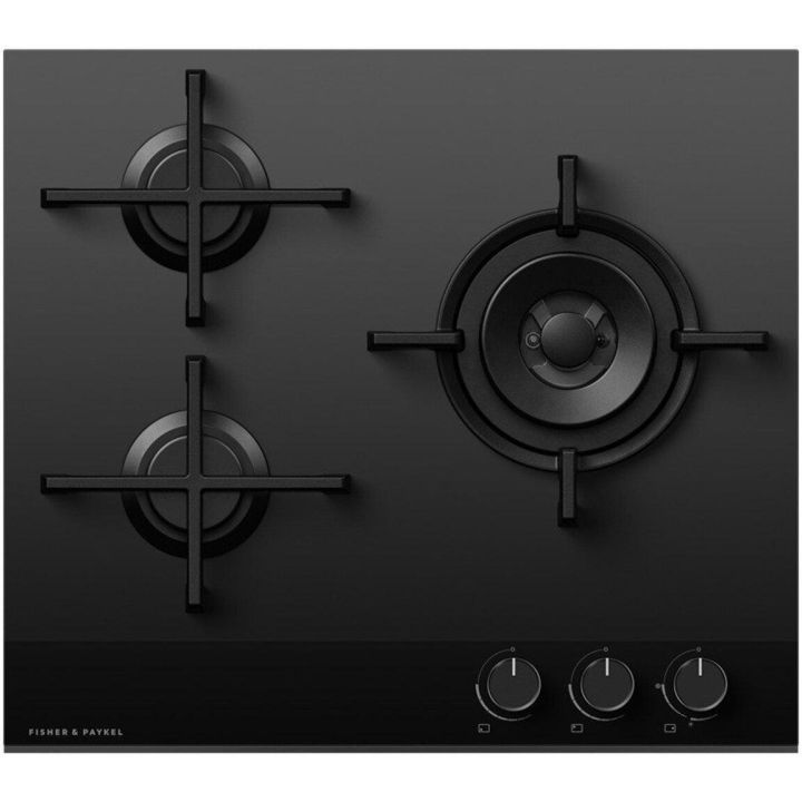 Fisher_Paykel CG603DLPGB4 600mm Wide 'Gas on Glass' 3 Burner LPG Minimal Style