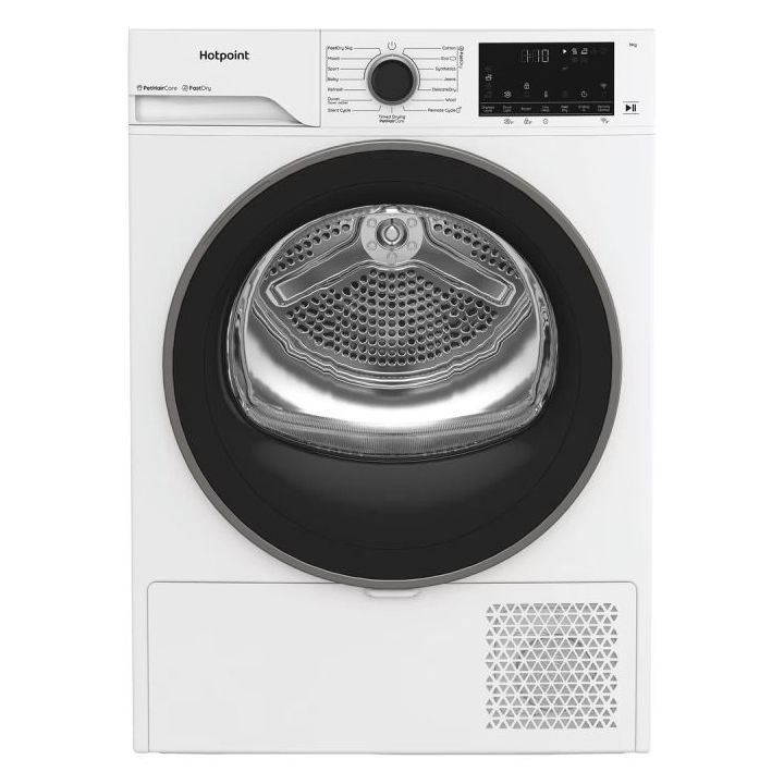 Hotpoint CHD94MWBSUK Fabric Care 9KG - 60cm Heat Pump Tumble Dryer White with Black Door