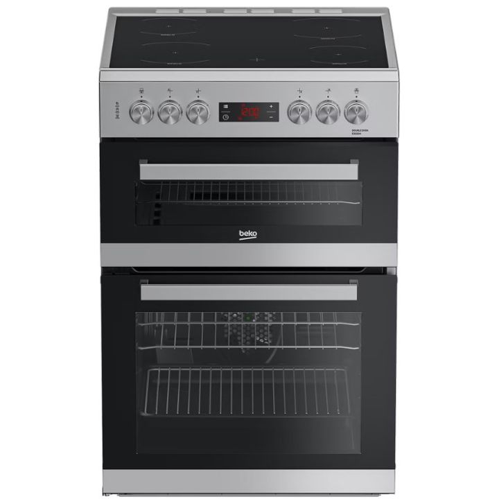 Beko EDC634S 60cm Double Oven Electric Cooker with Ceramic Hob - Silver