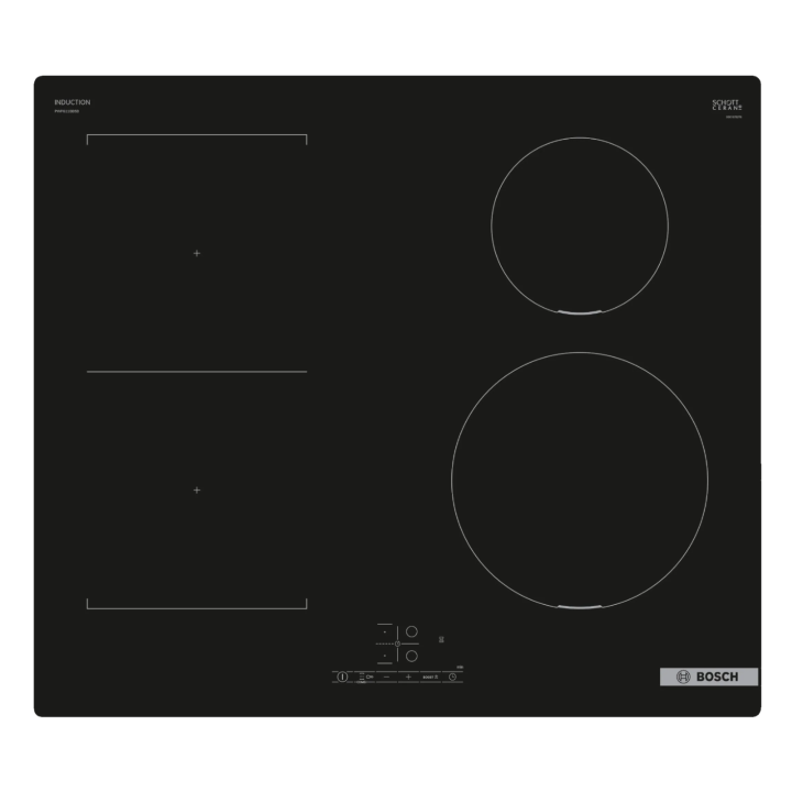Bosch PWP611BB5B 60cm Induction Hob, Touch Control, 4 Zones, CombiZone, Frameless. Plug and Play wit