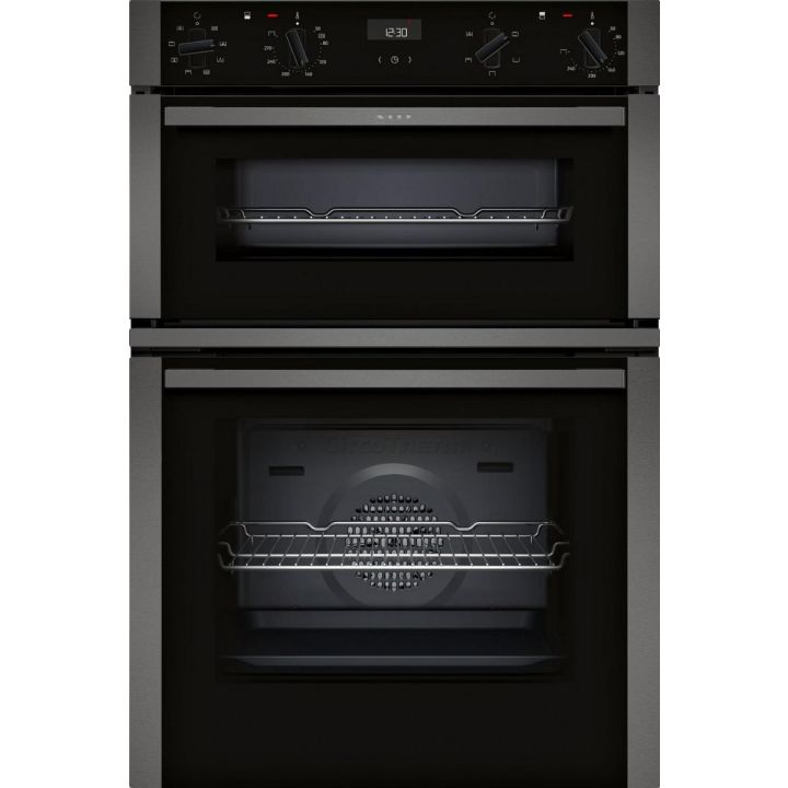 Neff U1ACE2HG0B 59.4cm Built In Electric Double Oven - Black with Graphite Trim