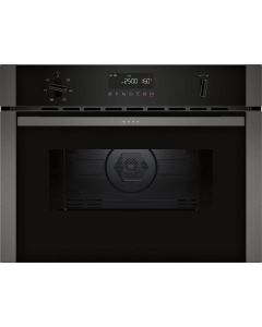 Neff C1AMG84G0B 44 Litres Built In Microwave Single Oven with Hot Air - Black with Graphite Trim