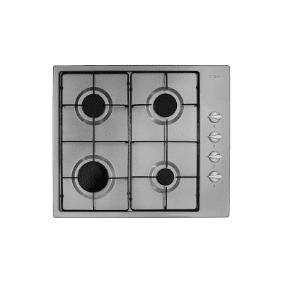 CDA HG6151SS Four burner gas hob, enamel pan supports ,side control