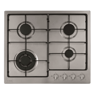 CDA HG6251SS Four burner gas hob, enamel pan supports , front control