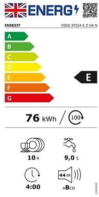 Indesit DSIO3T224EZUKN Slimline Dishwasher