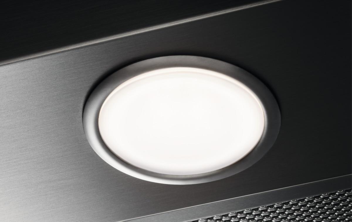 Aeg DTB3653M 60cm Curved Glass Wall Chimney Hood, Mecanical Push Buttons, LED Lighting