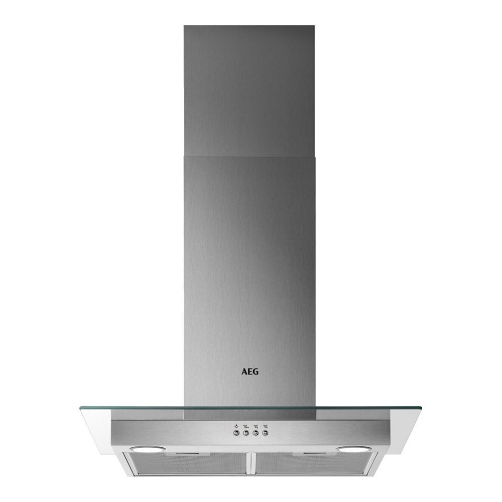 Aeg DTB3654M 60cm Transparent Glass Wall Chimney Hood, Mecanical Push Buttons, LED Lighting