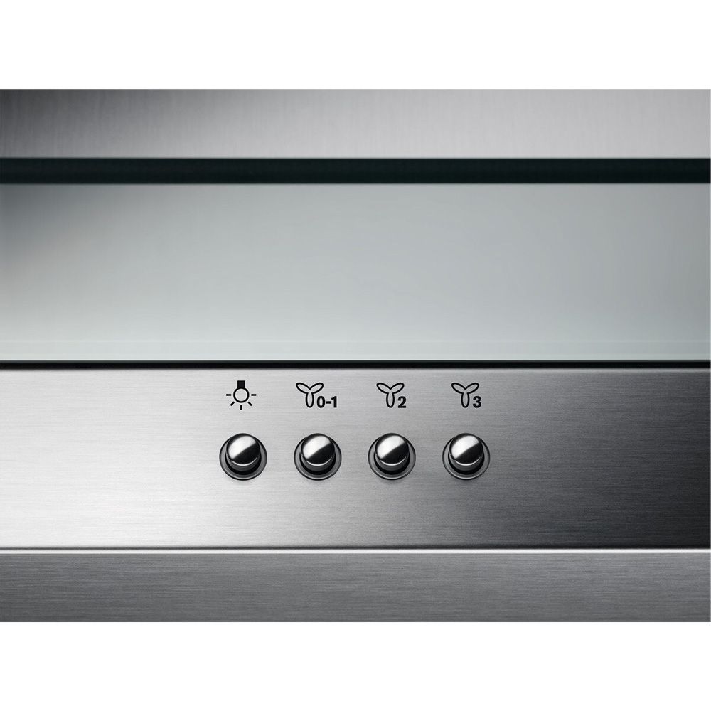 Aeg DTB3654M 60cm Transparent Glass Wall Chimney Hood, Mecanical Push Buttons, LED Lighting