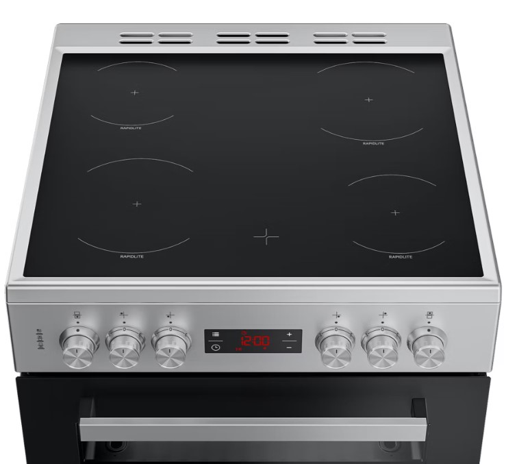 Beko EDC634S 60cm Double Oven Electric Cooker with Ceramic Hob - Silver