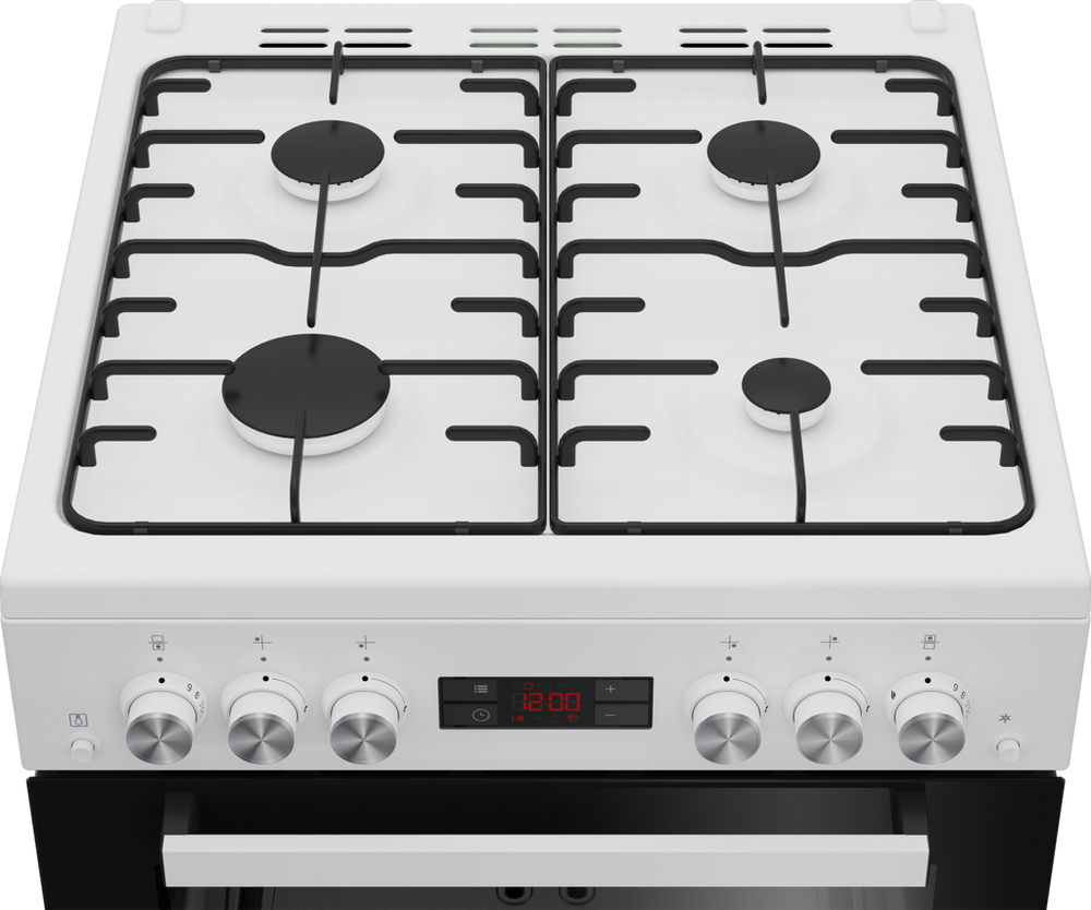 Beko EDG634W 60cm Double Oven Gas Cooker with Gas Hob - White