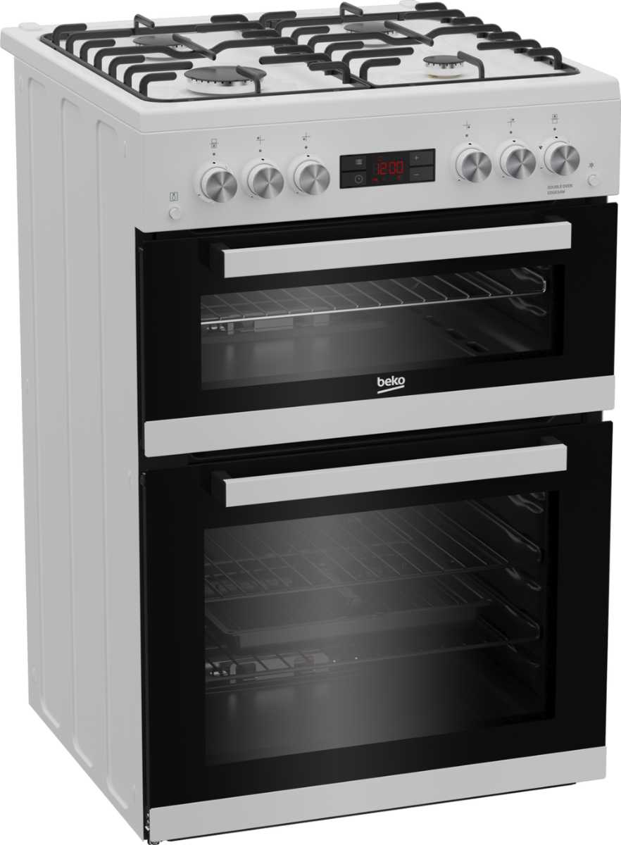 Beko EDG634W 60cm Double Oven Gas Cooker with Gas Hob - White
