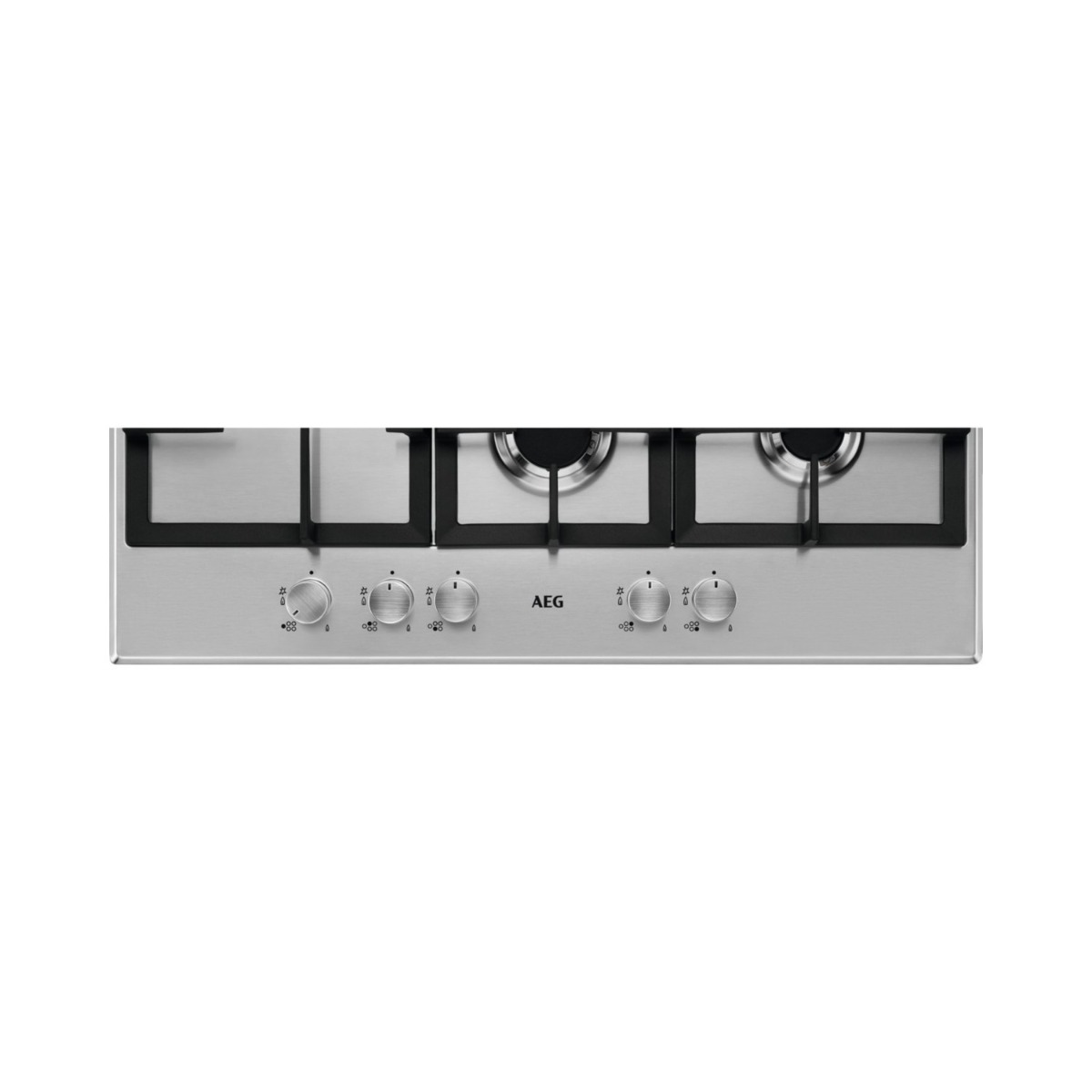 Aeg HGB75500SM 75cm Slim Gas Hob, 5 energy efficient burners Including 1 Side Triple crown Burner