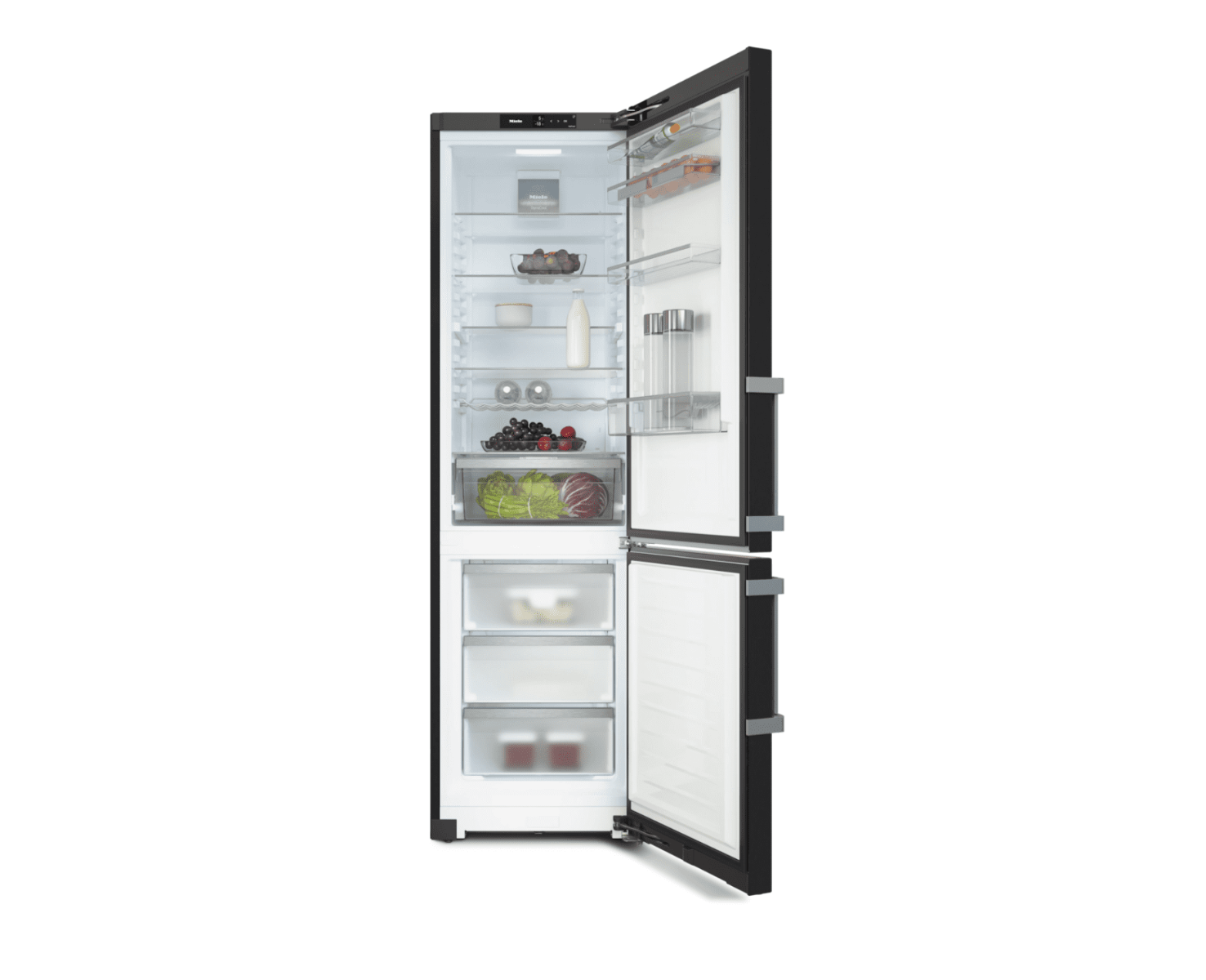 Miele KFN4795DD Black steel 201 x 60cm, WiFi enabled Freestanding Fridge Freezer