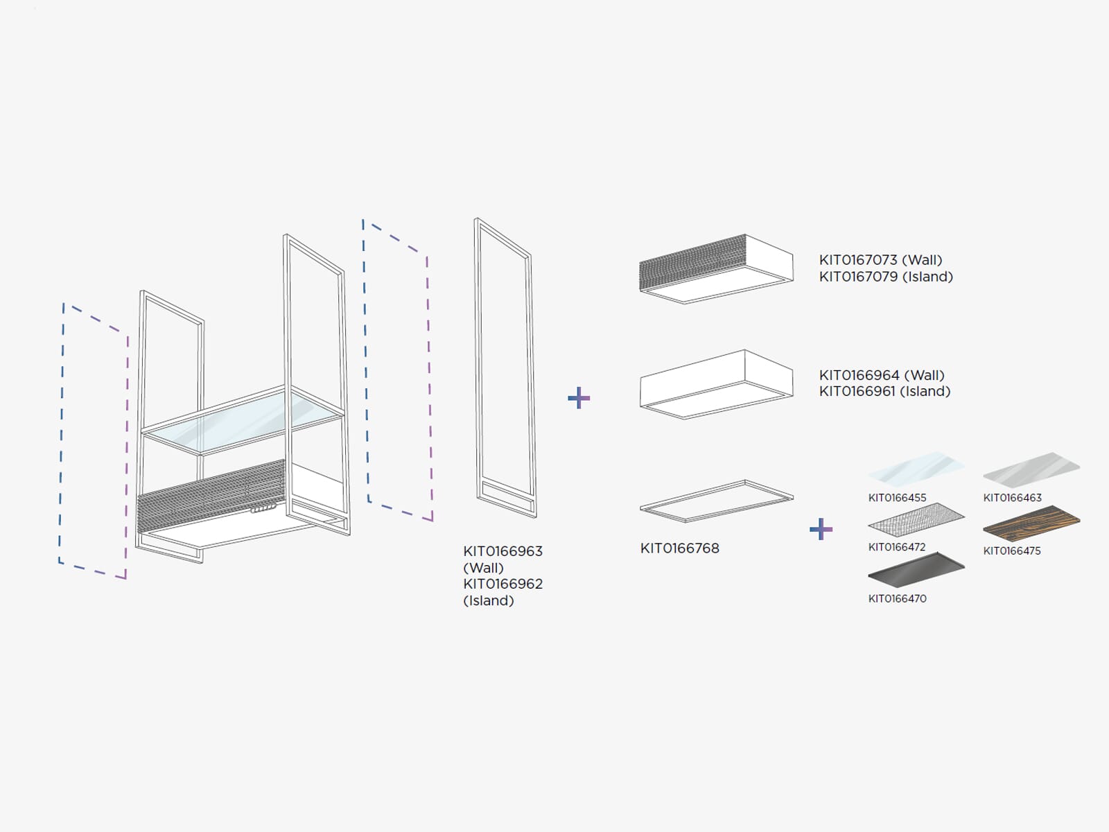 Elica KIT0166463 Open Suite shelf smoke glass