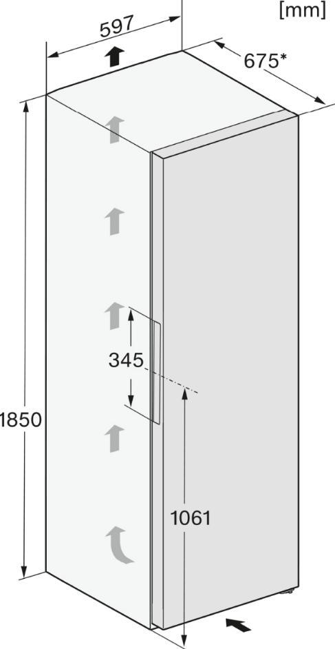 Miele KS4383ED 185x60cm, E, Ultra quiet (37dB), Dynamic Cooling Freestanding Fridge