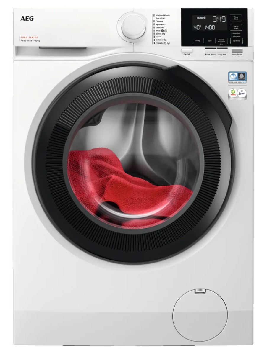 Aeg LFR61144B Freestanding Washing machine. 6000 Series, ProSense, 10kg wash capacity, 1400rpm
