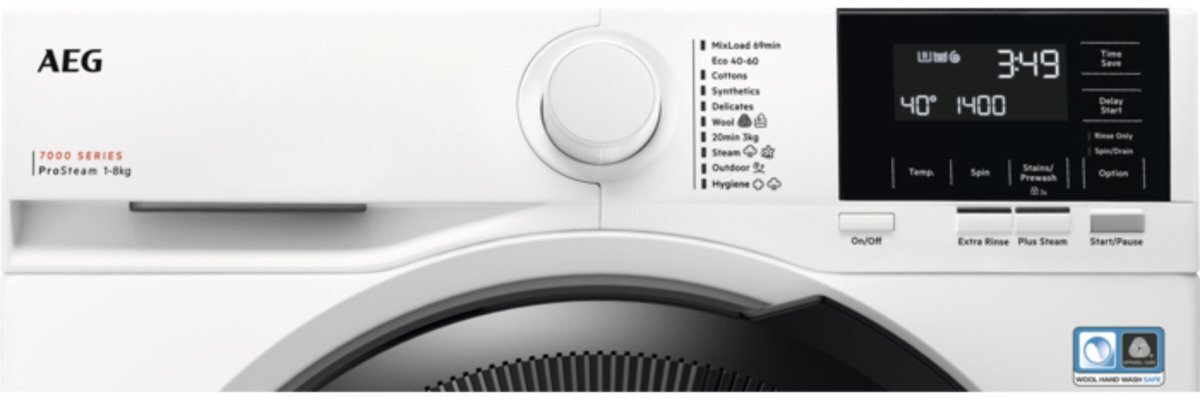Aeg LFR71864B Freestanding Washing machine. 7000 Series, ProSteam, 8kg wash capacity, 1600rpm