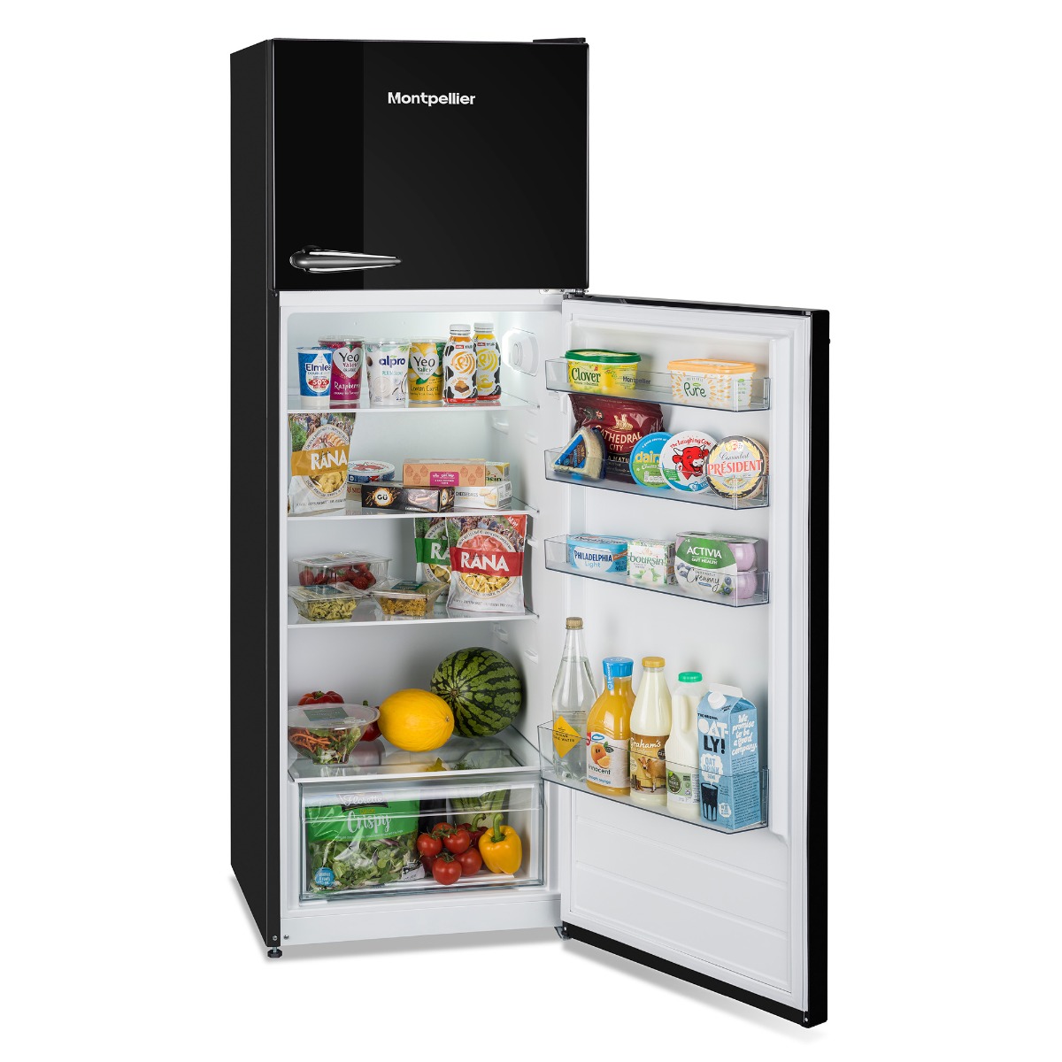 Montpellier MAB346EK 60cm Retro Top Mount Freestanding Fridge Freezer Black