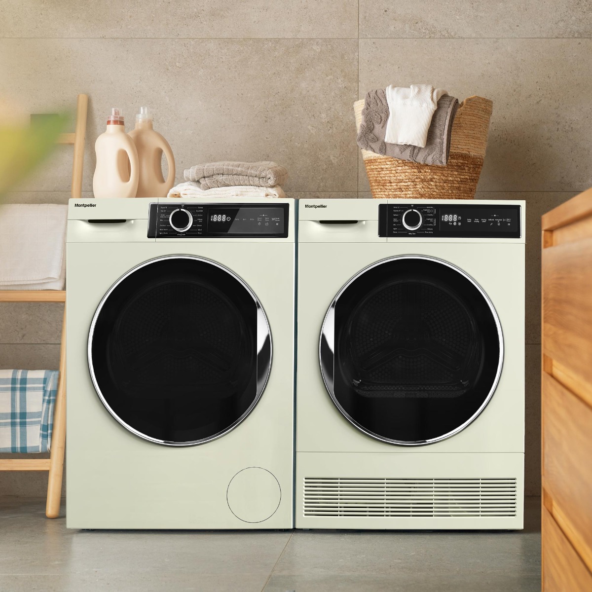 Montpellier MWM814BLC 8kg 1400RPM Freestanding washing Machine in Cream