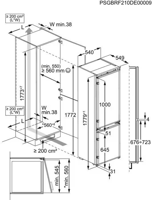 Aeg OSC6N181ES 6000, TwinTech, 178, E, NoFrost, Integrated Fridge Freezer