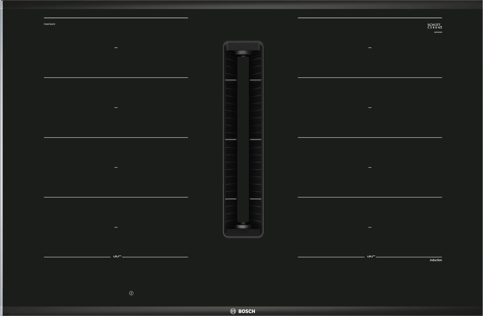 Bosch PXX875D67E 80cm venting hob, DirectSelect Premium Control, 2 x Flex + Ventilation