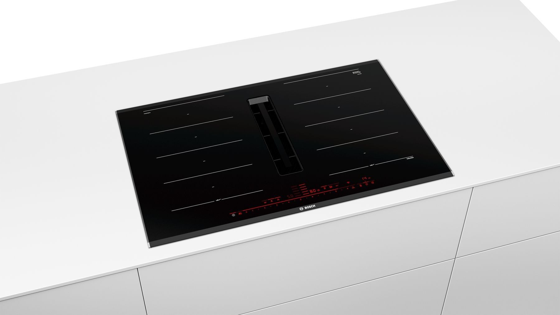 Bosch PXX875D67E 80cm venting hob, DirectSelect Premium Control, 2 x Flex + Ventilation