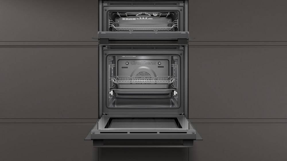 Neff U1ACE2HG0B 59.4cm Built In Electric Double Oven - Black with Graphite Trim