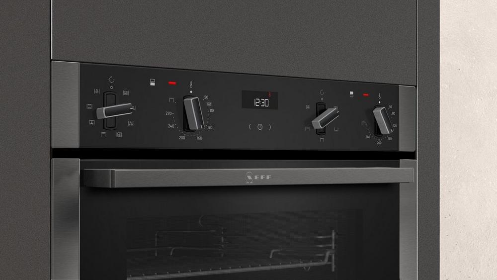 Neff U1ACE2HG0B 59.4cm Built In Electric Double Oven - Black with Graphite Trim